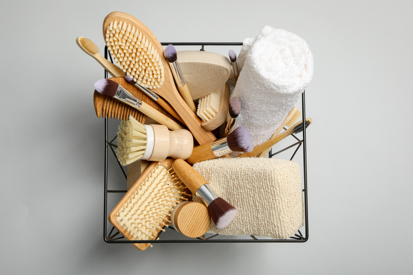Self care concept, bamboo accessories for self care